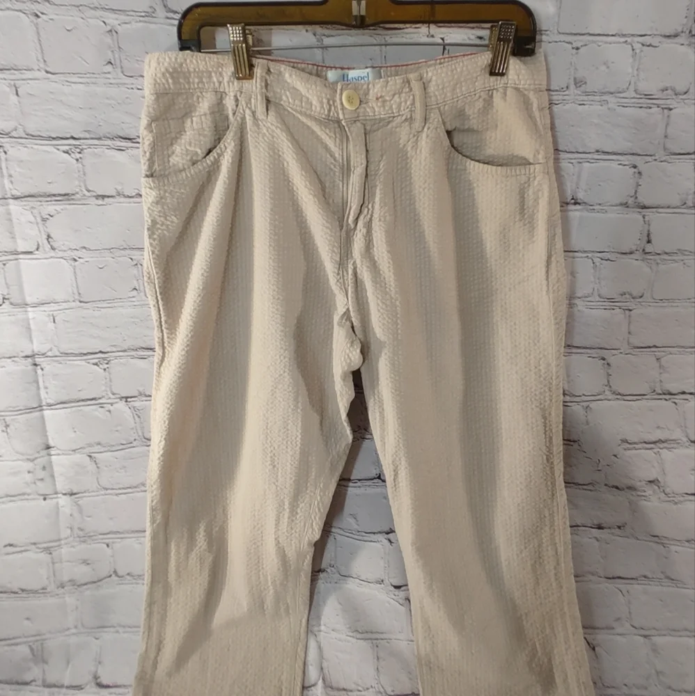 Raleigh Denim Mens Martin Cotton Jeans 32 Cream Beige Seer Sucker Pants